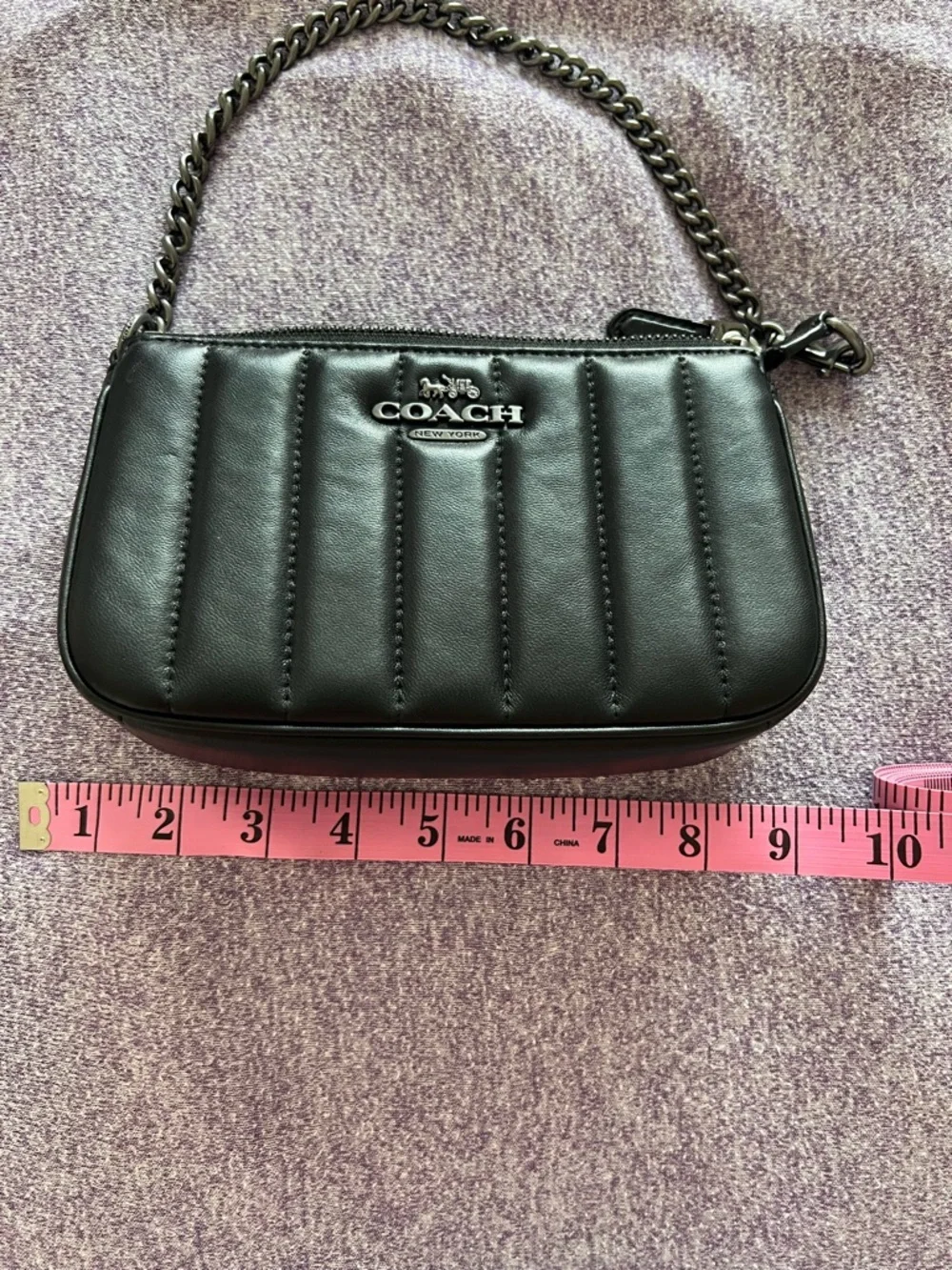 Coach Black Quilted Mini Shoulder Bag with Chain Strap - Picture 4 of 5